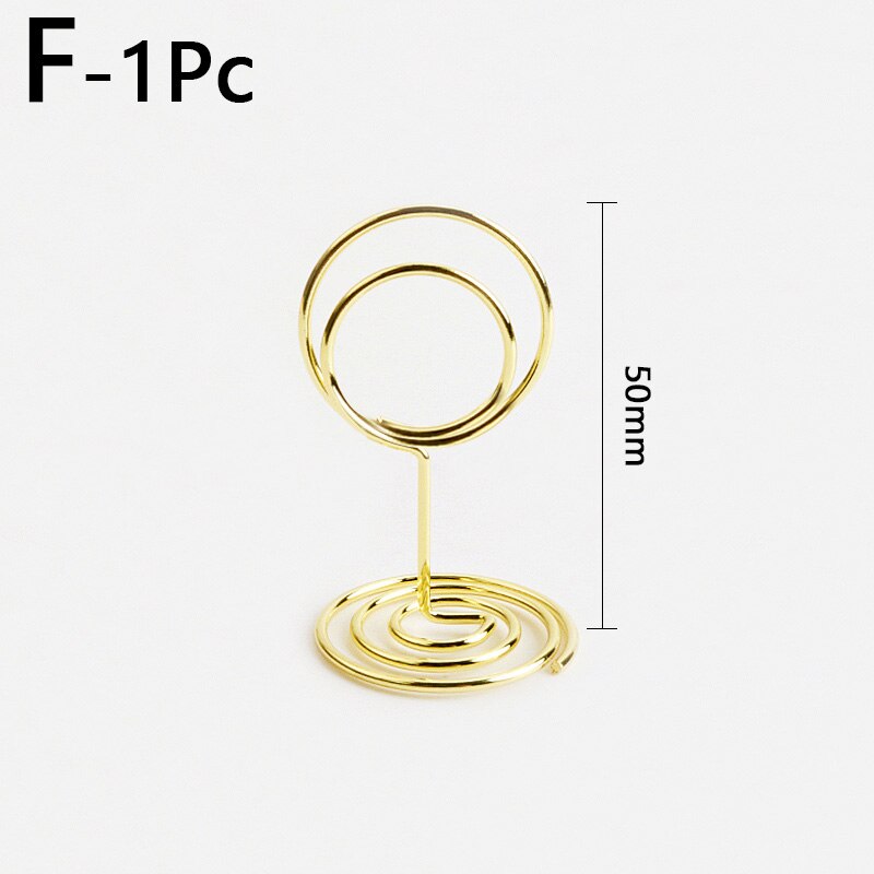 Multi Style Desktop Photo Clips Office Crative Business Card Metal Clips Wedding Party Table Number Cards Holder Decorations: F-50mm / Gold Color