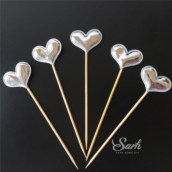 5PCS Pink Pearl Polished Butterfly Cake Topper with Toothpick Cake Decoration for Wedding Birthday Party: CK920J