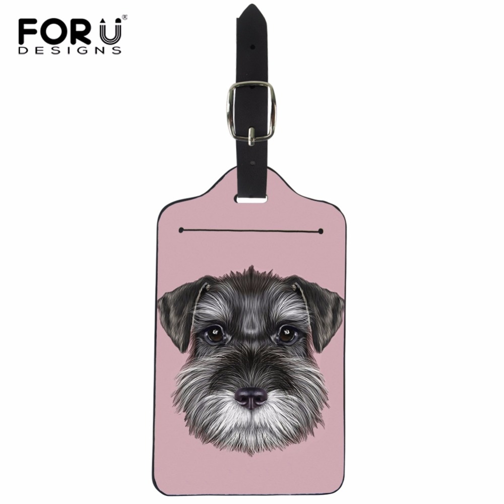 Forudesigns schnauzer hund trykt rejse bagage etiket stropper kuffert navn id adresse tags pu bagage tags rejsetilbehør