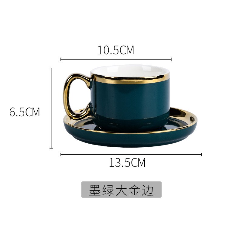 Ceramic teacups and saucers set gold porcelain tea set bone China coffee cup breakfast tableware arabic coffee: 2