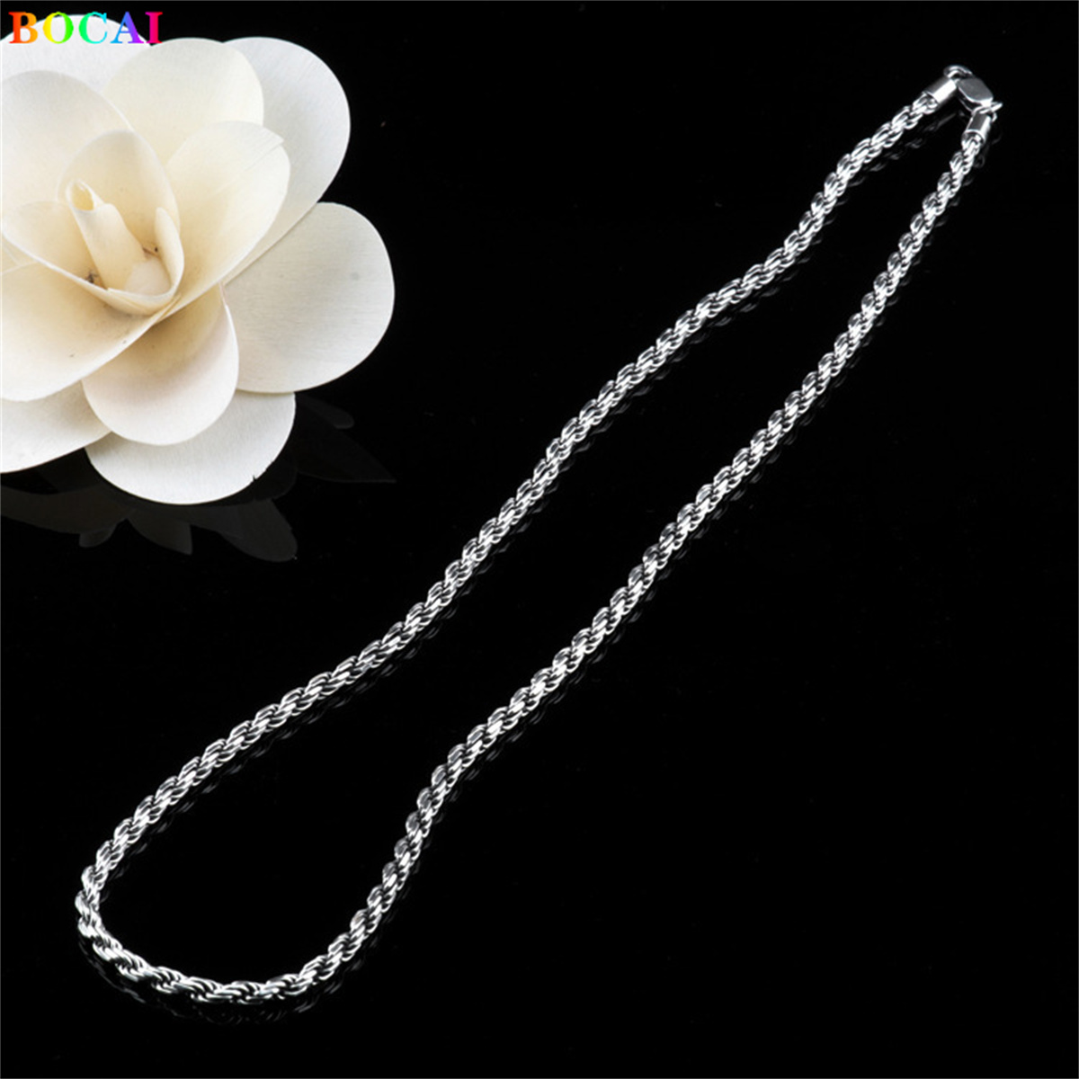 Bocai S925 Sterling Zilveren Bedel Ketting Populaire Henneptouw Weaven-Keten Pure Argentum Hals Ketting Sieraden Voor Mannen en Vrouwen