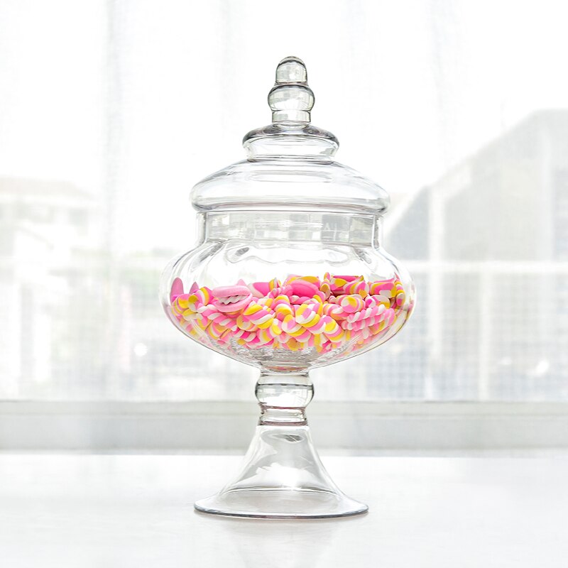 Gjennomsiktig glass candy glass europeisk stil lagring tank bryllup dessert bord candy glass sukker tank hjemmedekorasjon