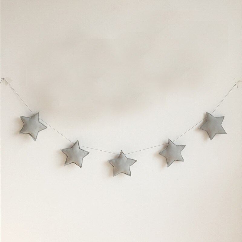 Guirnalda nórdica de estrellas y luna para decoración de pared, cartel de , alfombra de cama, banderines para Baby Shower, adorno colgante para habitación de niños, accesorios para fotos: A