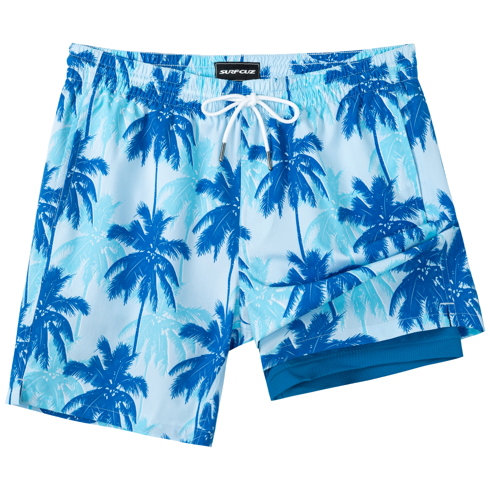 SURF CUZ Mens Swim Trunks with Compression Liner Quick Dry Swim Shorts 7" Swimming Trunks Stretch Bathing Suit Boardshorts