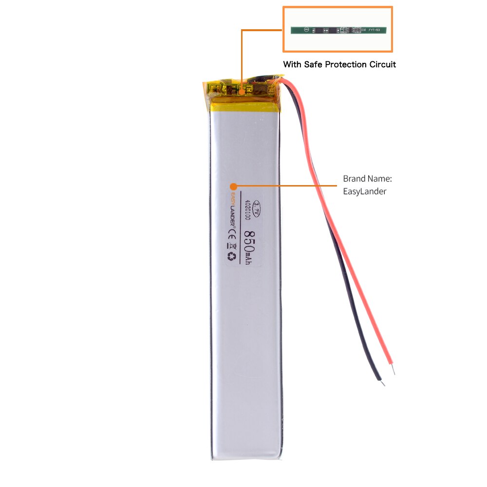 3.7V 850mah 4020100 Polymer lithium ion / Li-ion battery for tablet pc 7 inch 8 inch 9inch,mp3,mp4