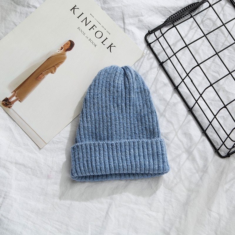 Huer kvinder solid strikket varm blød trendy hatte enkel koreansk stil dame uld afslappet kasketter matchende hue: 8