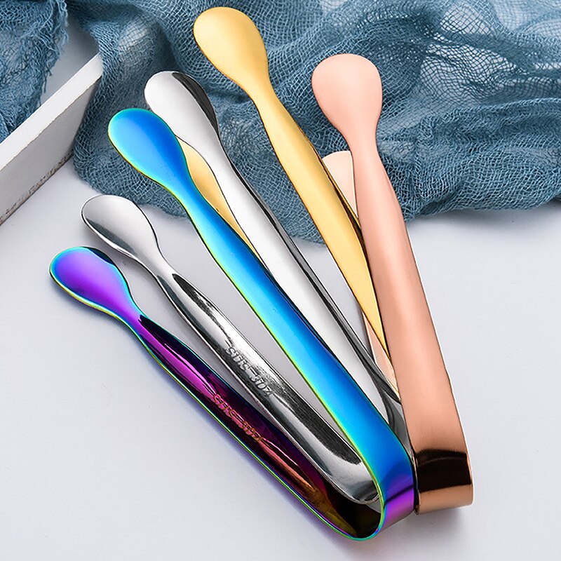 Stainless Steel Ice Tongs Gold Sugar Ice Cube Tongs Bread Food BBQ Clip Barbecue Clip Ice Clamp Tool Bar Kitchen Accessories