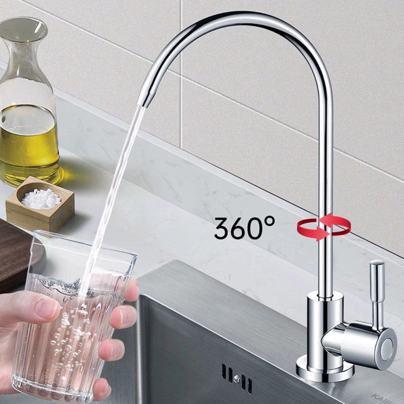 304 Stainless Steel Water Faucet Direct Drinking Pure Water Dispenser Rotatable Sit-stand 4 Points Single Cold Kitchen Faucet