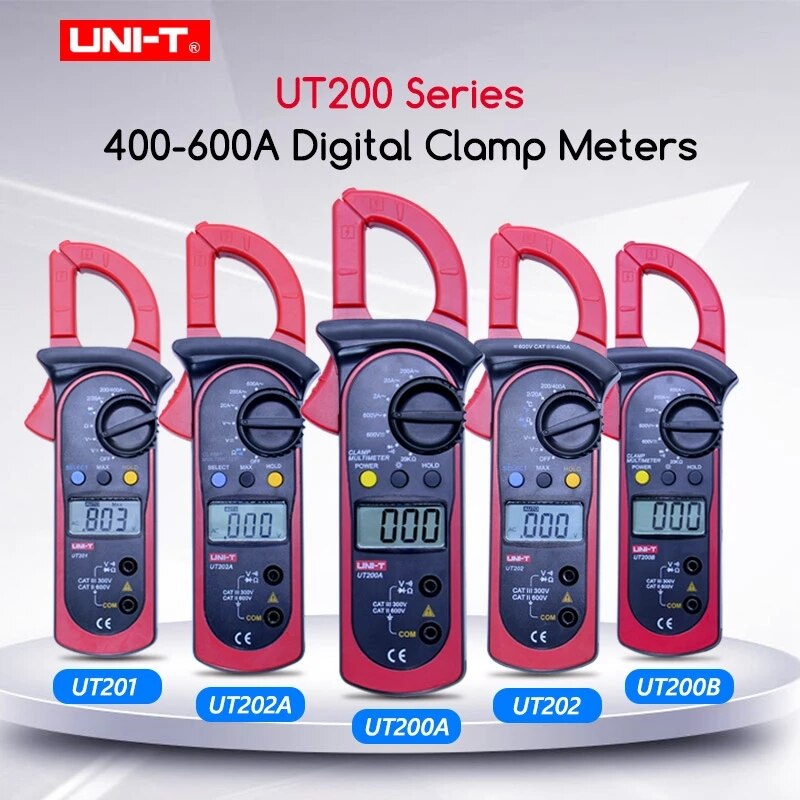 UNI-T Digital Clamp Meter DC AC voltage AC current Resistance tester Diode test LCD backlight UT200A UT200B UT200 UT201 UT202A