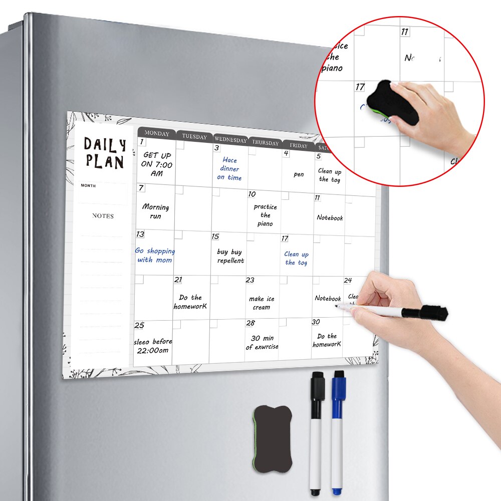 Magnetic Weekly Daily Planner White Board for fridge organizer Dry Erase Calendar Family Menu Chore Chart Office To do list Memo