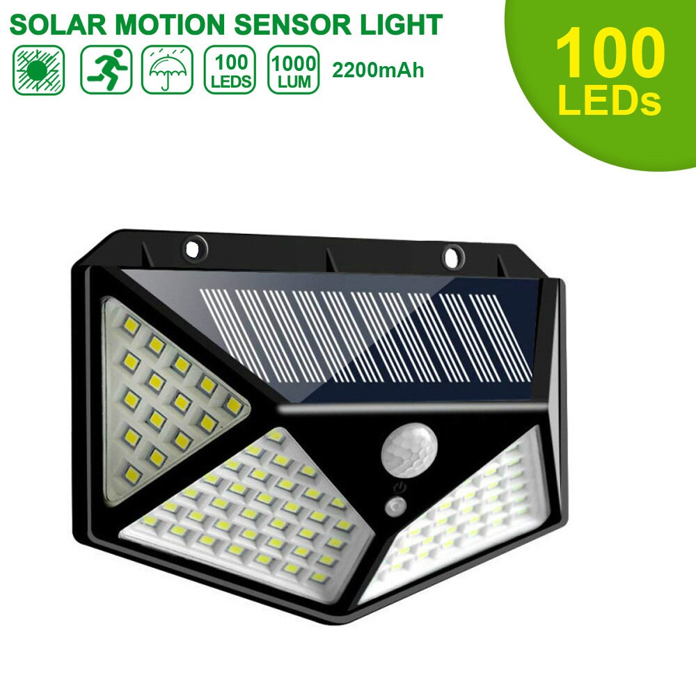 LED Solar Lamp Solar Motion Sensor Lights IP65 Outdoor Street Lights 20/25/30/100/208 Led Security Wall Lamp for Garden Decor: 2200mAh 100led 3mode
