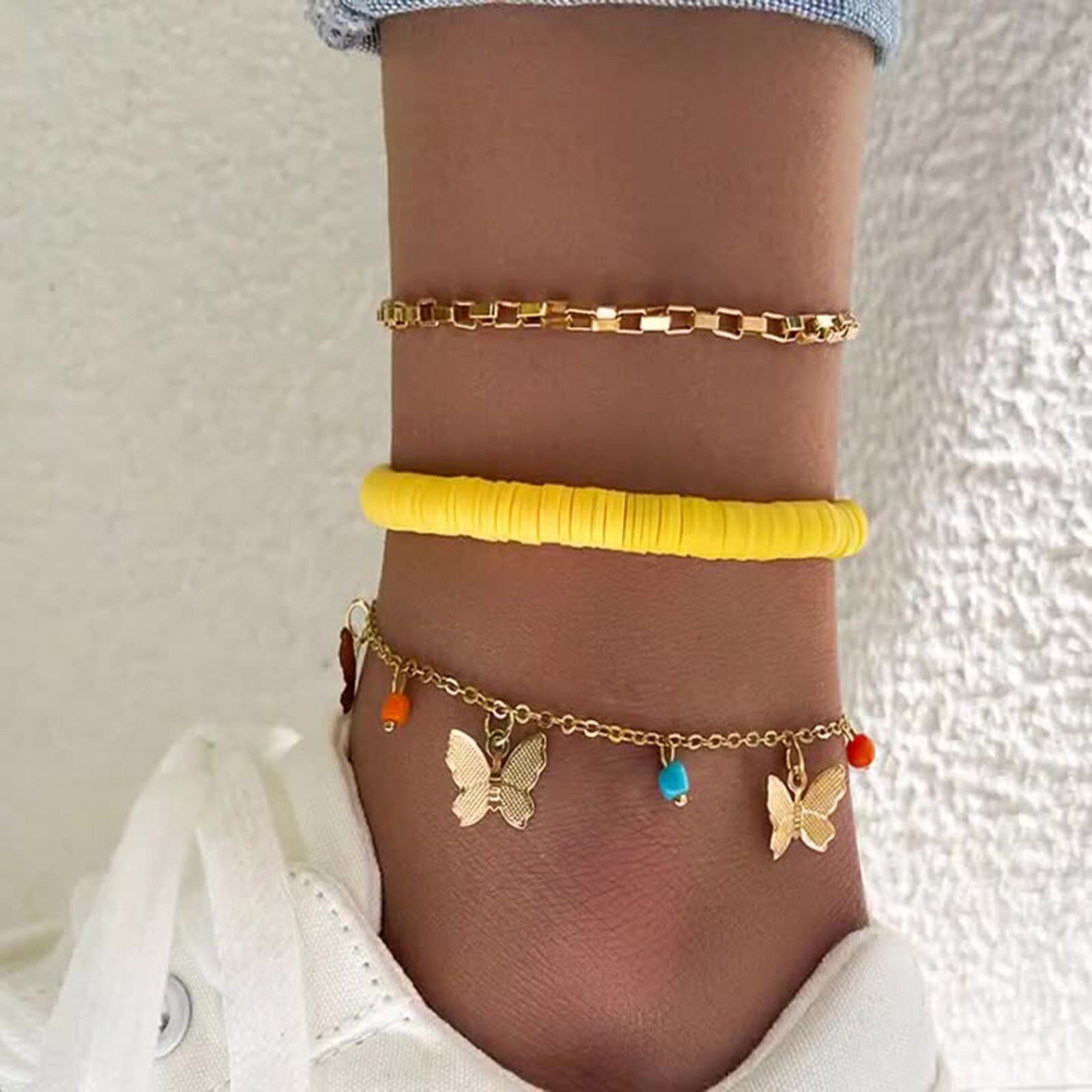Juego de 8 cadenas para tobillo estilo bohemio para mujer, pulsera de cadena para pierna, playa, Océano, accesorios para pies: Style 8