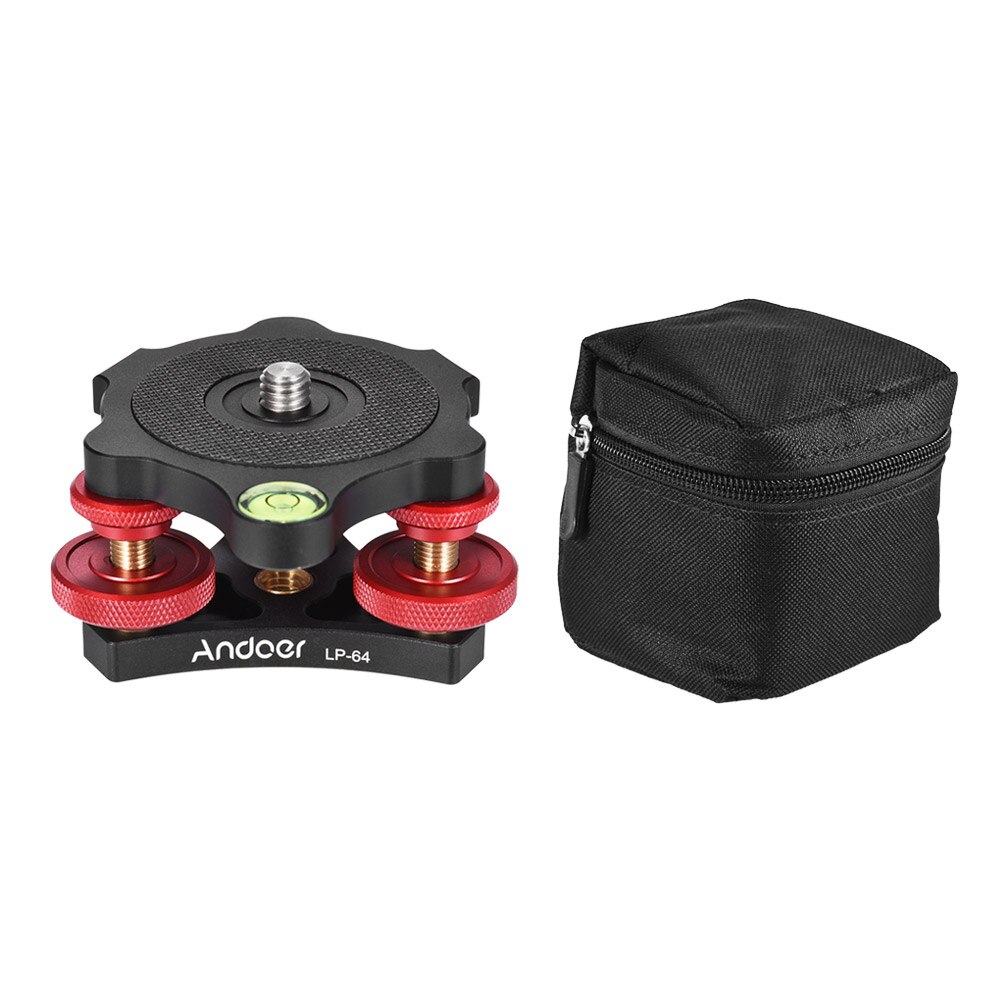 Andoer LP-64 livellatore di precisione a tre ruote con Base di livellamento per treppiede con livella a bolla 3/8 "vite lega di alluminio Max. 15kg