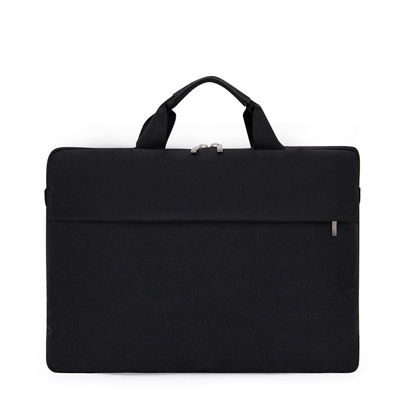 Ultradunne laptoptas 13/14 inch heren schokbestendige schoudertas voering notebooktas casual eenvoudig grote capaciteit grote laptoptas: Zwart zonder band