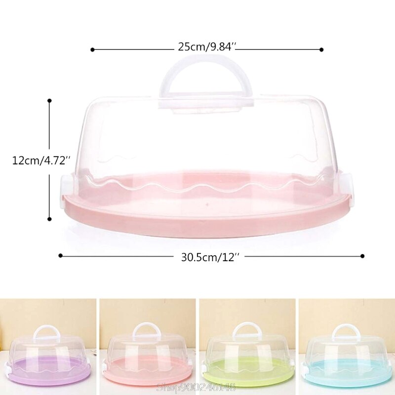 Portable Plastic Round Cake Box Cupcake Dessert Container Case Sealing Handheld Carrier Wedding Birthday Supplies S19