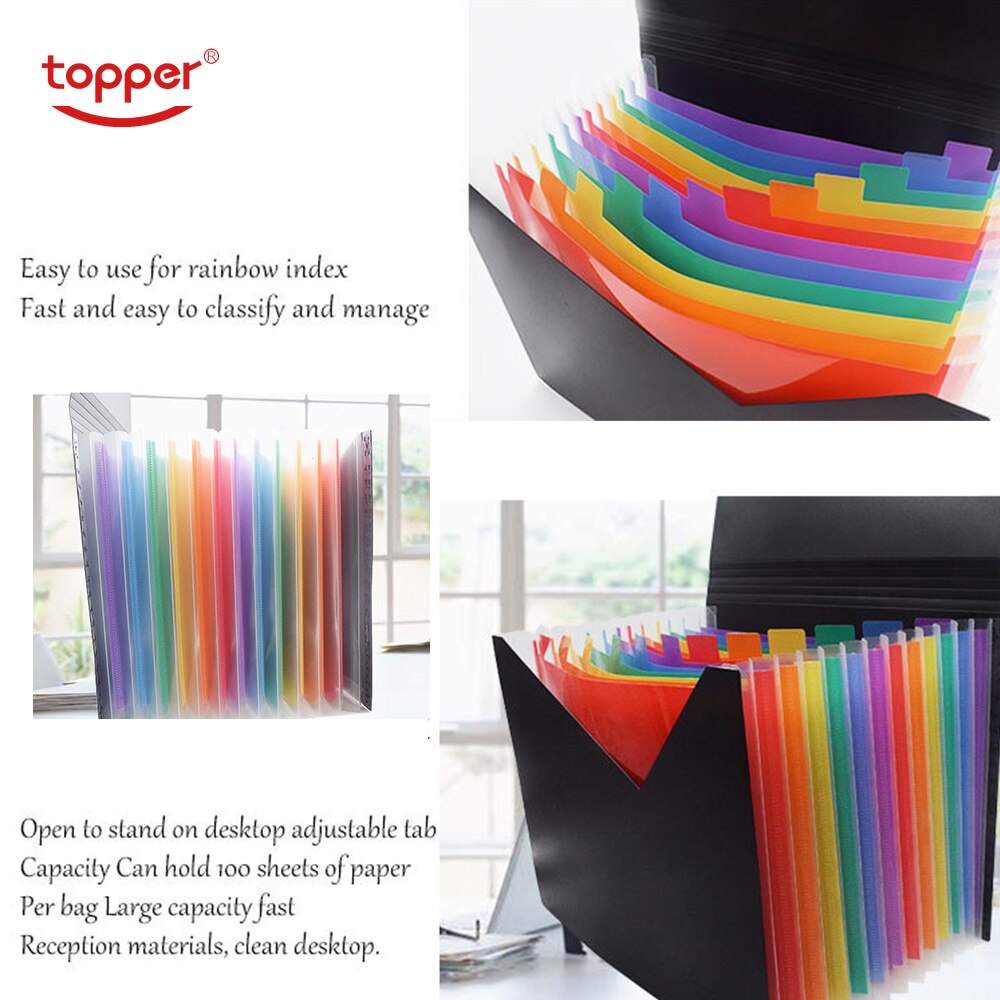 12 Pockets Expanding File Folder A4 Organizer Portable Business File Office Supplies Document Holder Expanding wallet