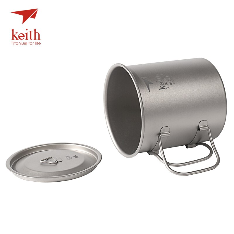 Keith draussen Titan Wasser Becher Mit Klapp Griffe Titan Deckel Getränk Camping Tassen Ultraleicht Reise Becher 220 ml-900 ml