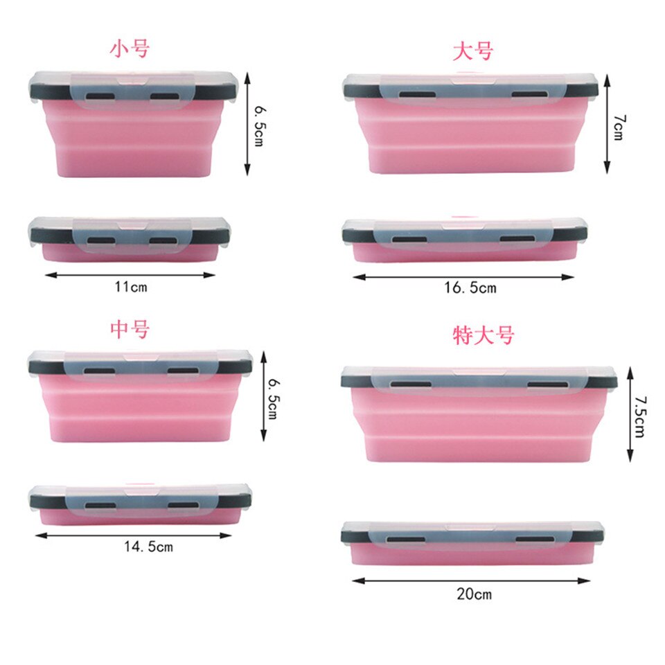 Silicone Lunch Box Set Stackable Bento Food Prep Container Foldable Lunchbox Microwave Dinner Storage Containers Leakproof Fresh
