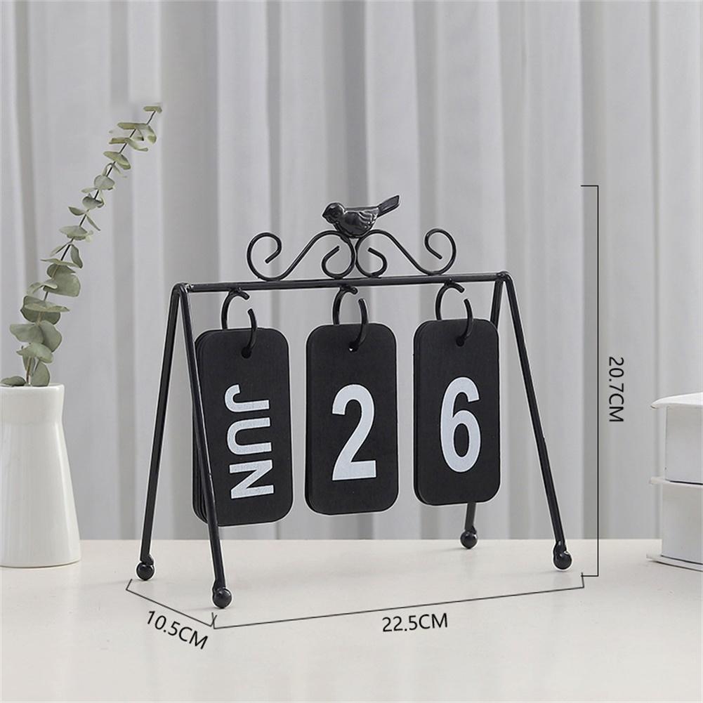 Vintage Flip Calendar Wooden Table Desk Advent Calendar Office Desktop Ornaments: C
