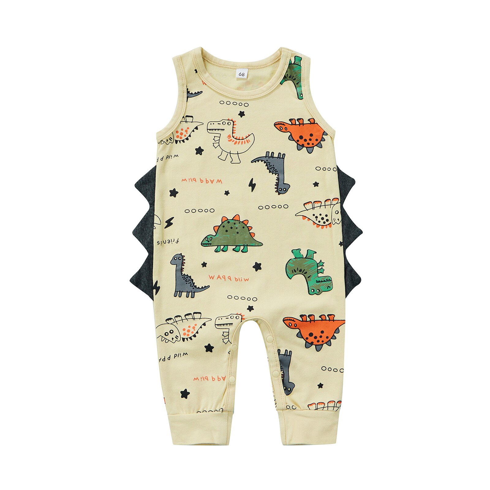 0-24m -jungen-dinosaurier-strampler, ärmelloser strampler mit Karikatur-tierprint, sommerbody: D / 6m