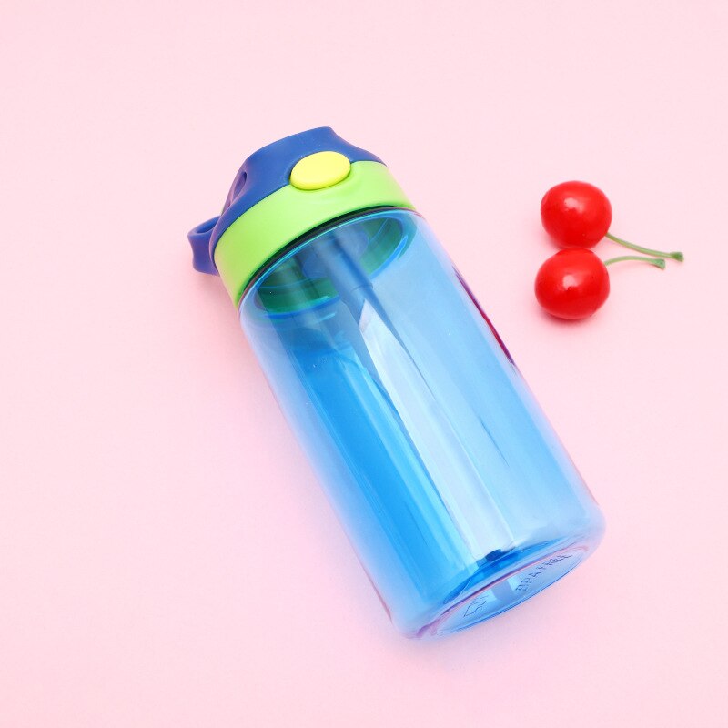 480ML Kids Water Cup Safe Baby Feeding Cups with Straws Leakproof Water Bottles Outdoor Portable Children&#39;s Cups: Blue