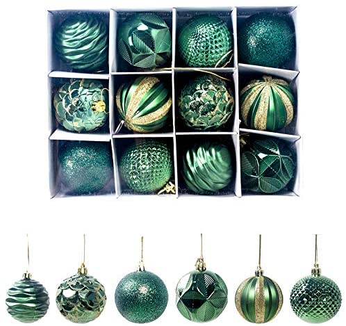 2.36 '' kerstballen ornamenten  - 12 stuks - kerstboomversiering - groen: Default Title