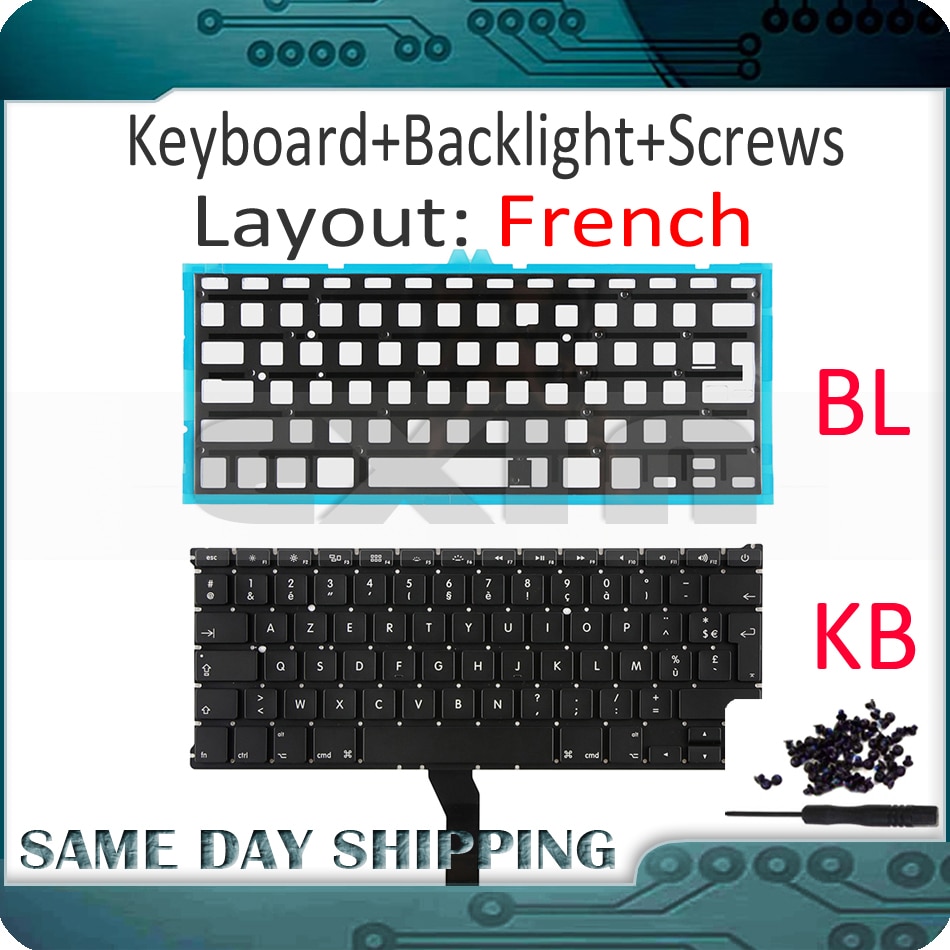 Laptop A1369 Franse Toetsenbord Voor Apple Macbook Air 13 "A1369 A1466 Franse Azerty Toetsenbord + Backlight Backlight Jaar