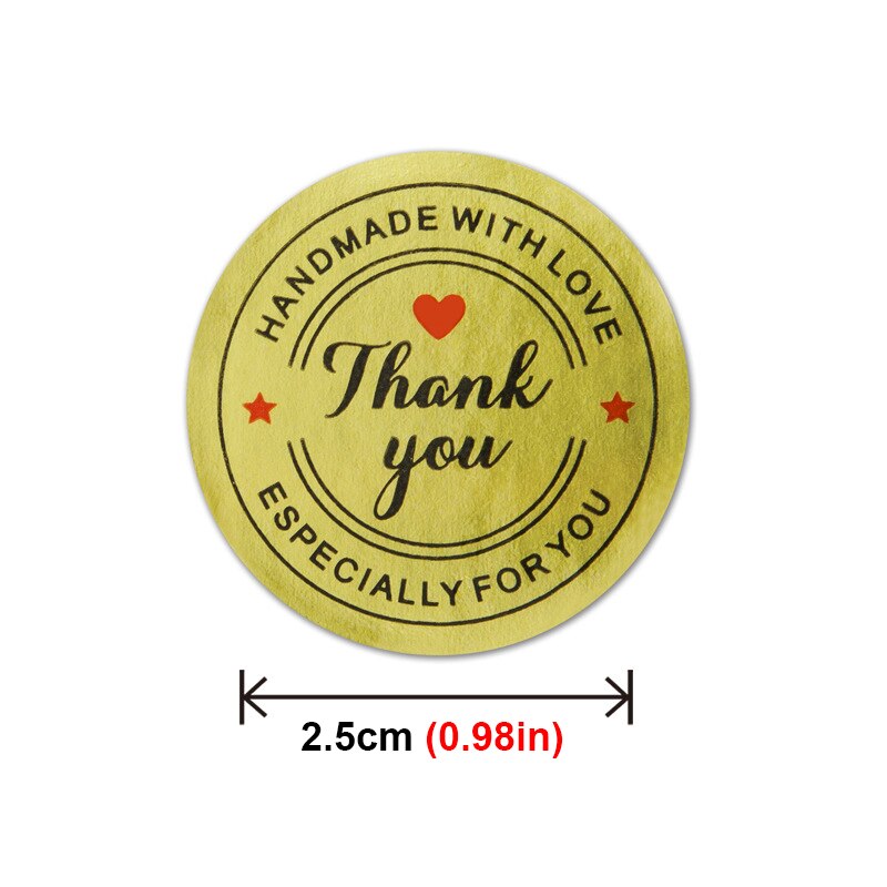 500 Stickers 2.5cm Small Gold Foil Thank You Stickers Heart Shape Adhesive Business Labels Decorative Sealing Labels