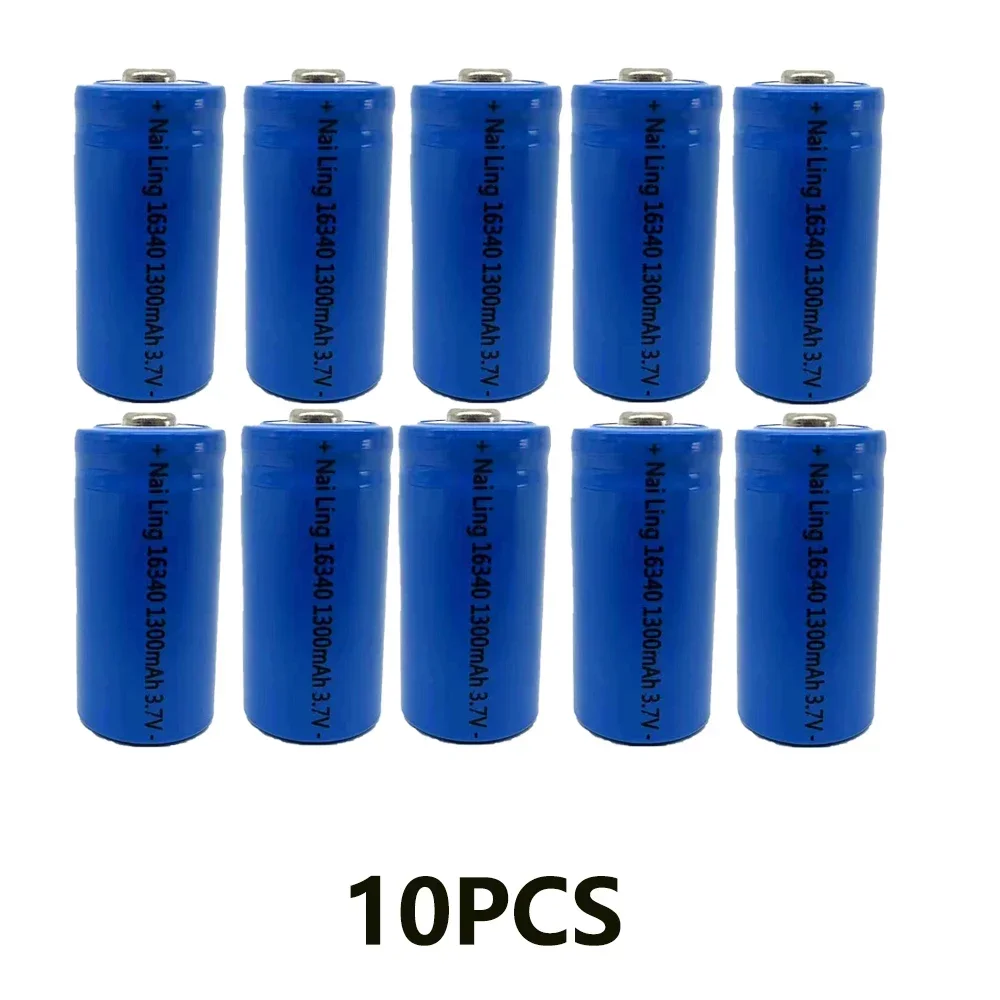 1300 mAh wiederaufladbare 3,7 V Li-Ion 16340 Batterien CR123A Batterie für LED-Taschenlampe Reise-Ladegerät 16340 CR123A Batterie: Beige