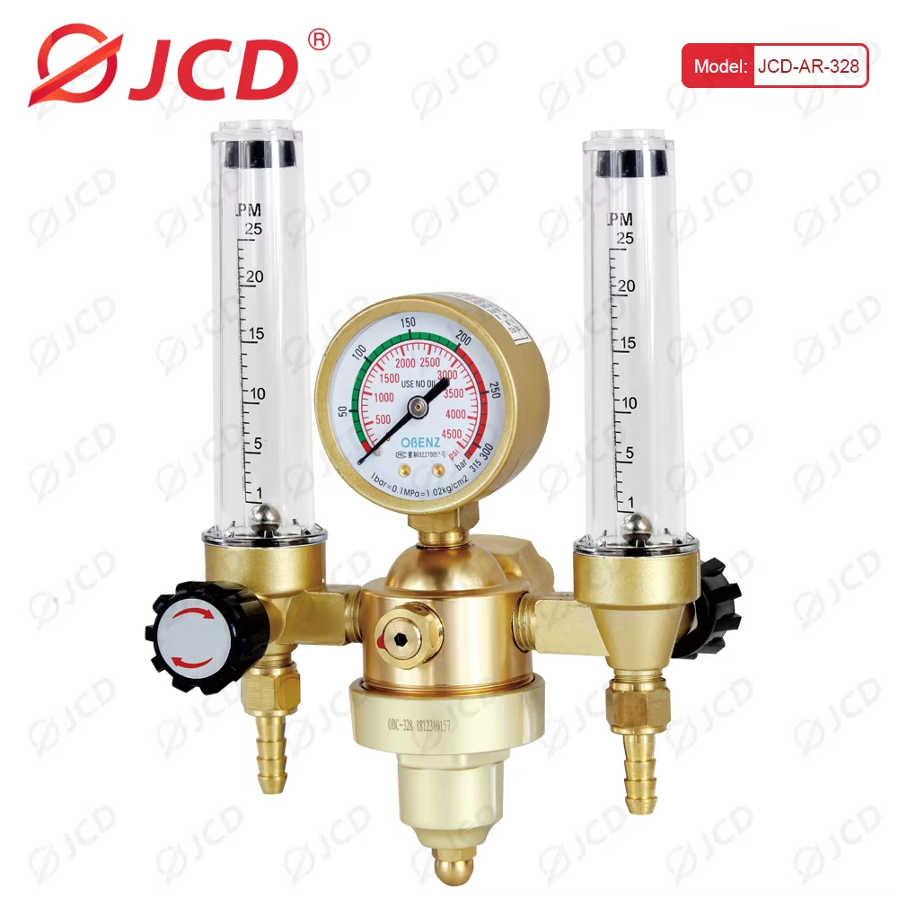 QHTITEC Tig Flow Meter Gas Regulator G5/8" 0-25Mpa Argon CO2 Mig Flowmeter Welding Weld Gauge Argon Regulator Pressure Reducer: Gold