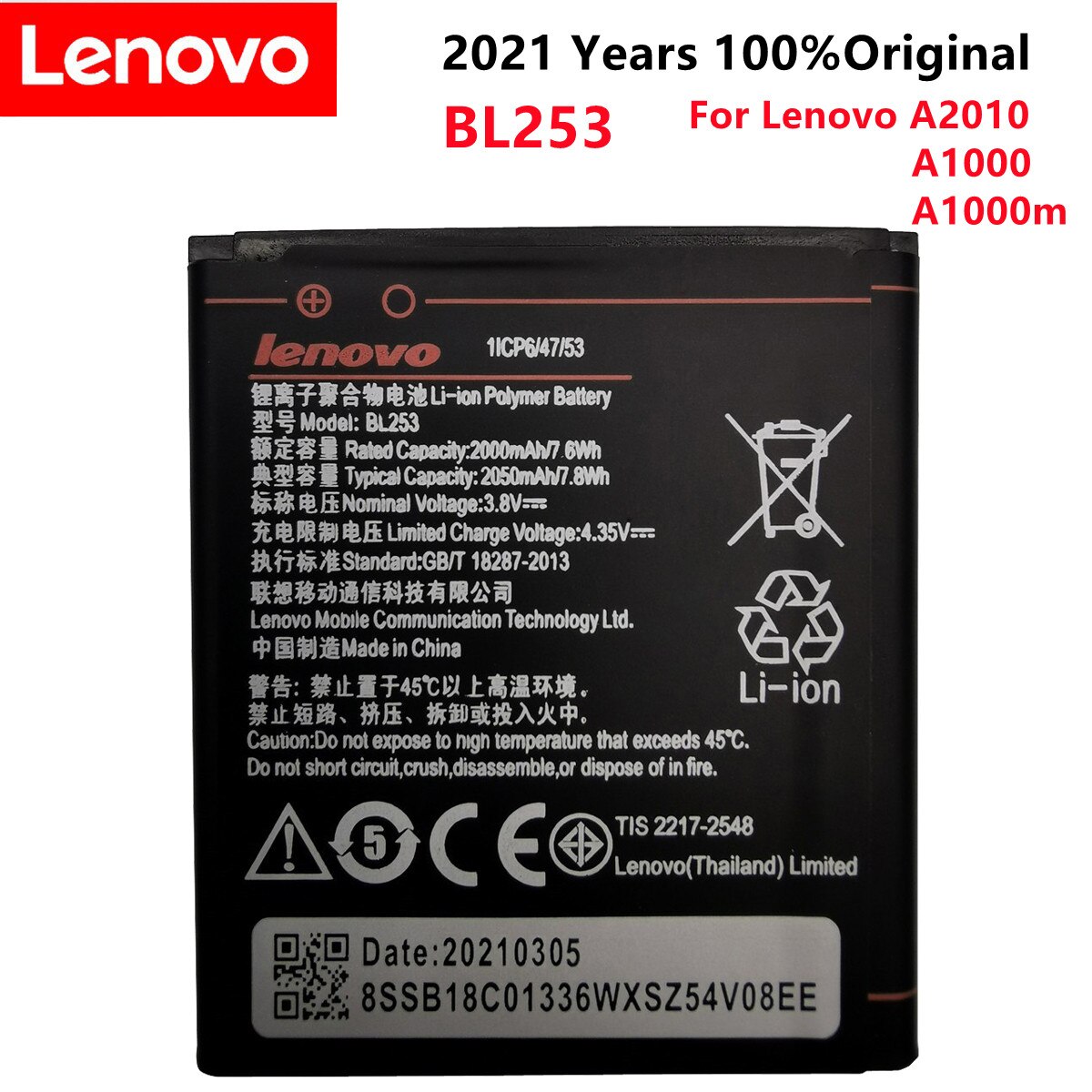 BL243 BL210 BL259 BL242 batería para lenovo K3 K30-W K30-T A6000 A3860 A3580 A3900 A6010 A6010 Plus batería acumulador: BL253