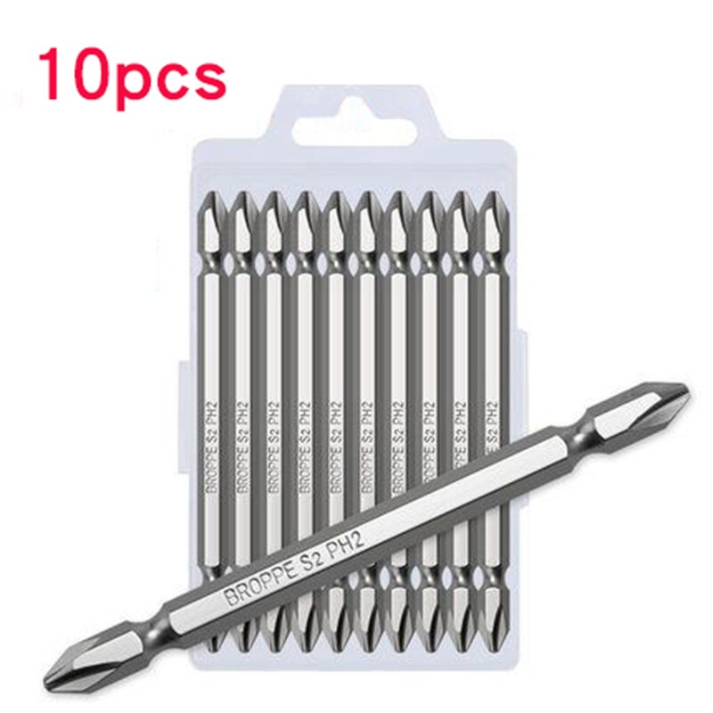 10 PCS Double-sided Electric Screwdriver Bit Set Tough Hex Shank Magnetic Cross Head Screw Driver Portable Universal