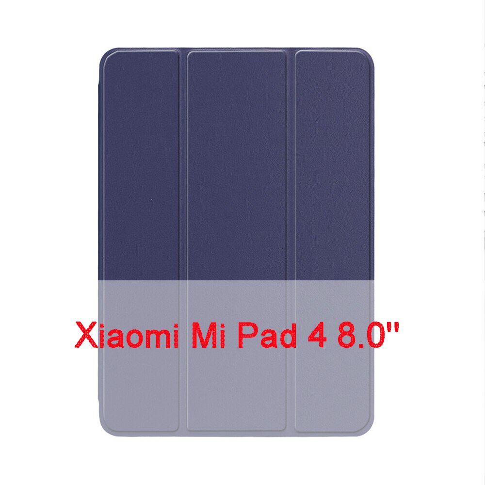 QIJUN Case For Xiaomi Mi Pad 4 8.0 inch mipad4 Mipad 4 8.0'' Funda PC Back Leather Smart Cover Magnetic Case Auto Sleep: Navy Blue