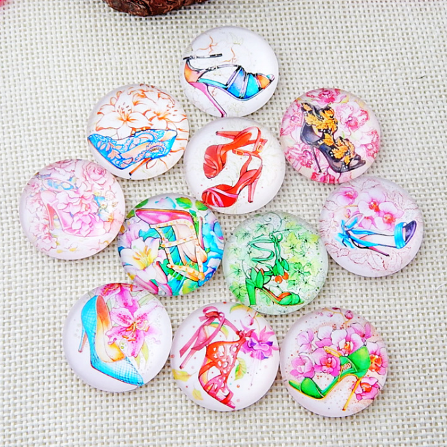 200 Pcs Mixed Mosaic Printed Glass Dome Cabochons – 12mm & 16mm Half Rounds