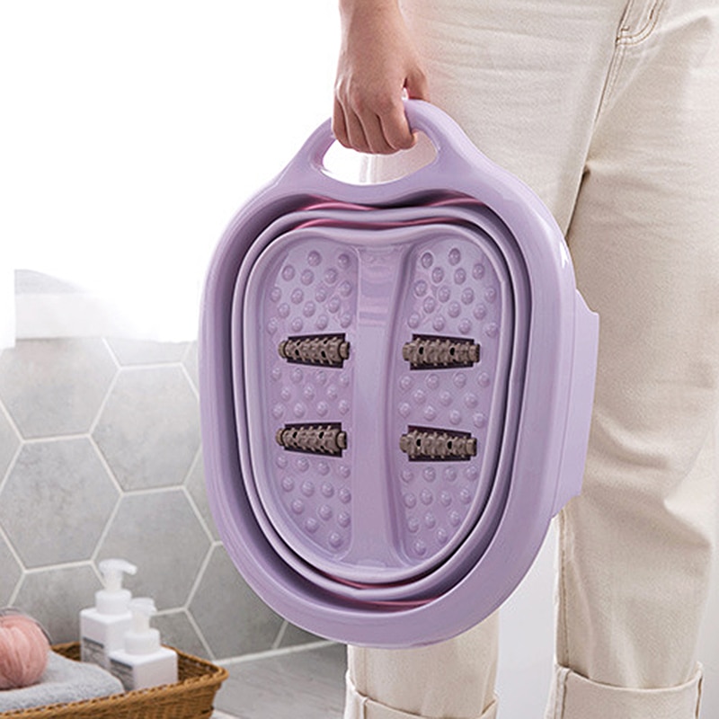 Bain de pieds pliable, seau de massage moussant simple, bassin de bain de pieds en plastique, grand rehaussement, baril de forçage, réduit la pression