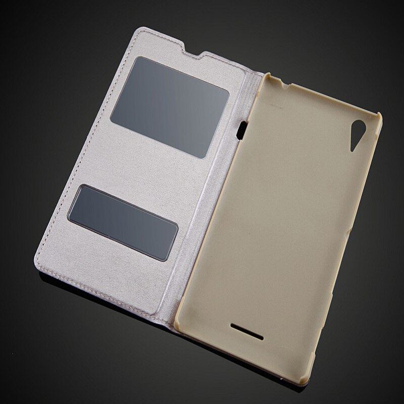 Back Cover Voor Sony Xperia T3 M50W D5103 Luxe View Window Case PU Leather Flip Mobiele Telefoon case Cover