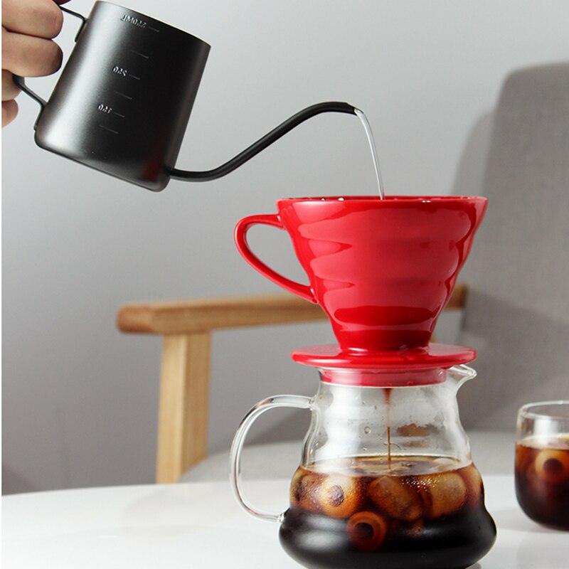 Keramische Koffie Druppelaar Motor V60 Stijl Koffie Drip Filter Cup Permanente Giet Over Koffiezetapparaat Brewer met Aparte Stand Cafe