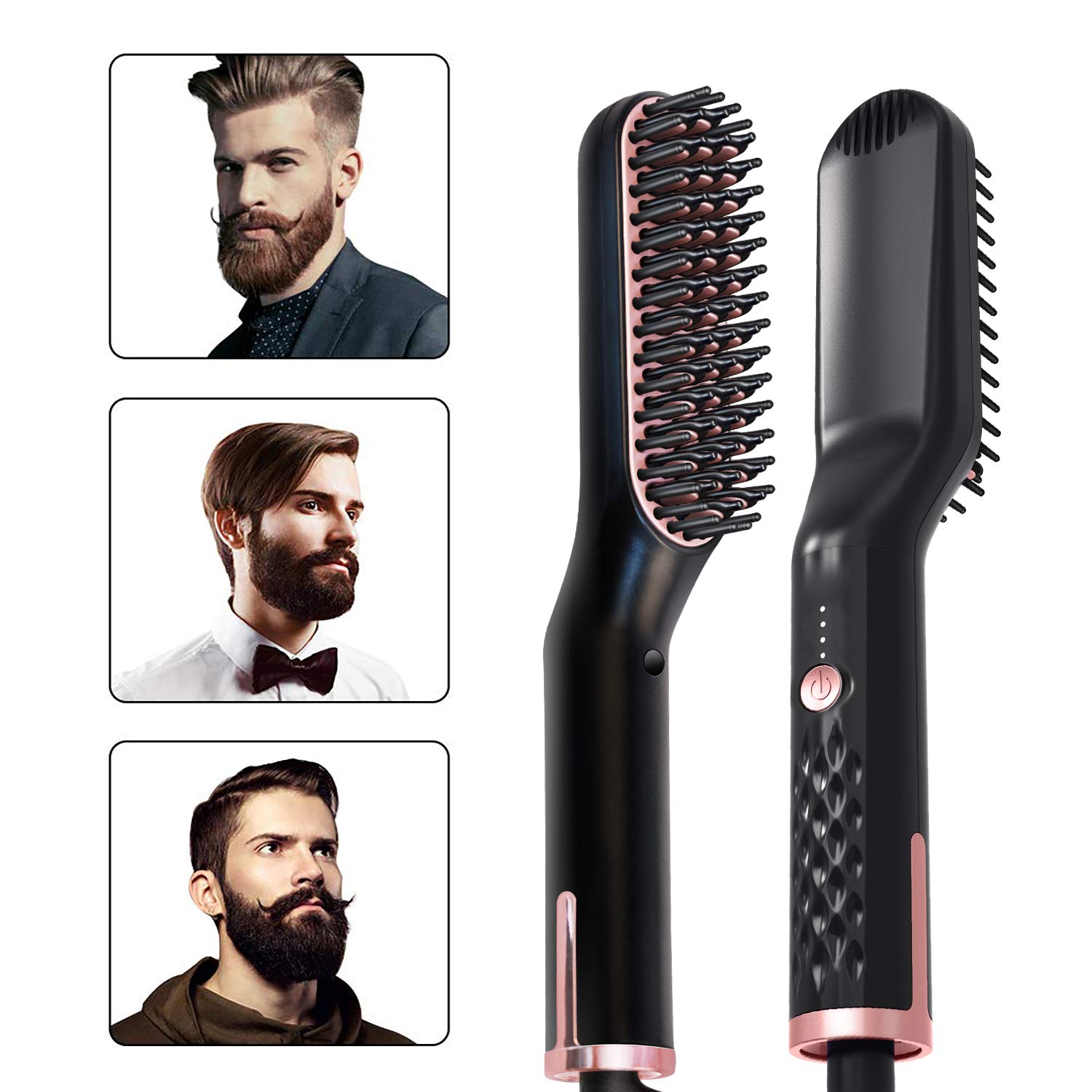 Mannen Baard Stijltang Verwarmd Baard Kam Ionische Haar Rechttrekken Kam Hair Styling Stijltang Borstel Voor Mannen Quick Verwarming