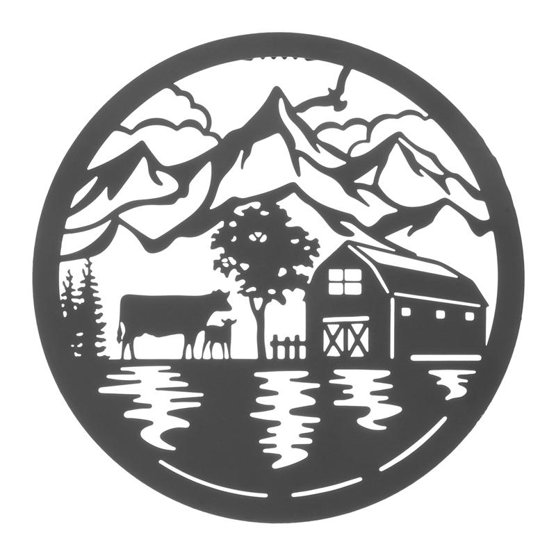 Iron Wall Decoration Circular Hanging Art Indoor Outdoor Metal Silhouette Wall Decor Garden Decoration Garden Accessories: B