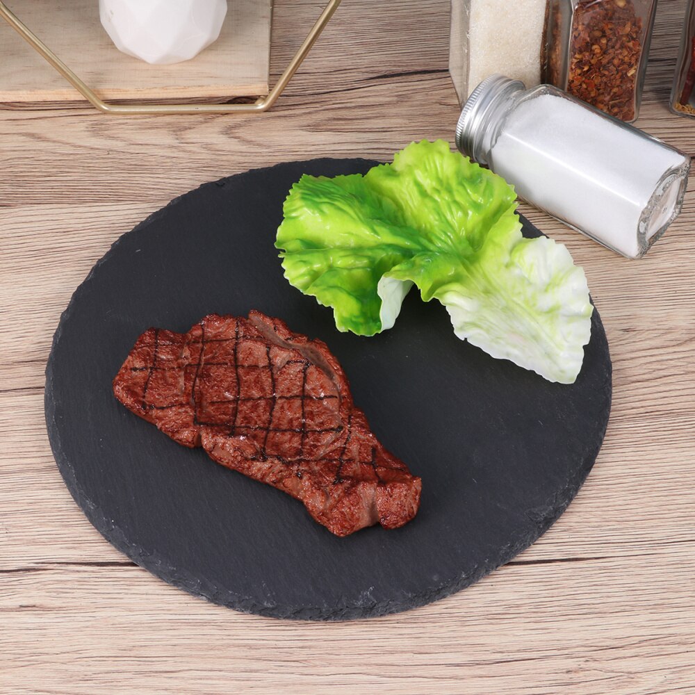 1pc naturliga skiffer tallrik restaurang biff sushi display maträtt svart slabstone grillpanna bankett tallrik serveringsrätt  (25cm runda)