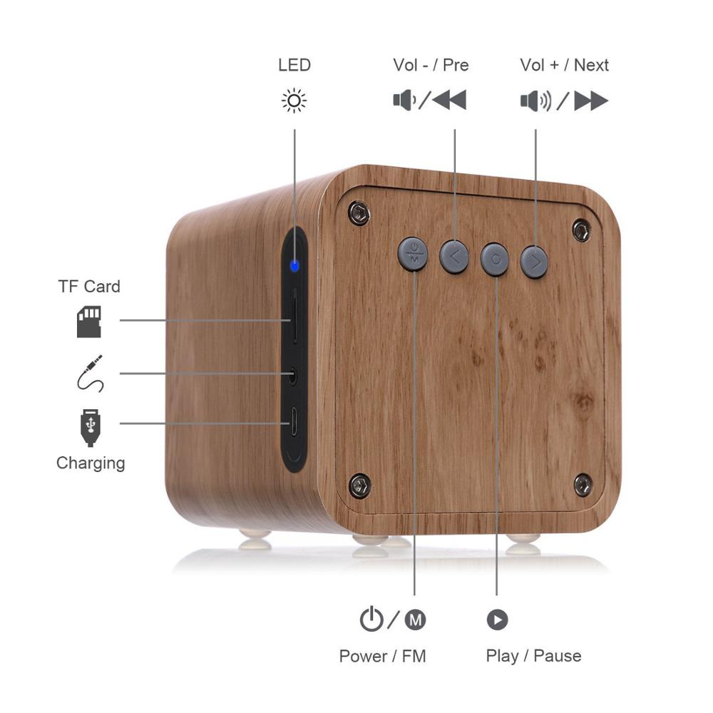 Laiyiqi Retro wood bluetooth speaker wooden square radio FM vibro woofer boombox caixa som portatil altavoz alto falante