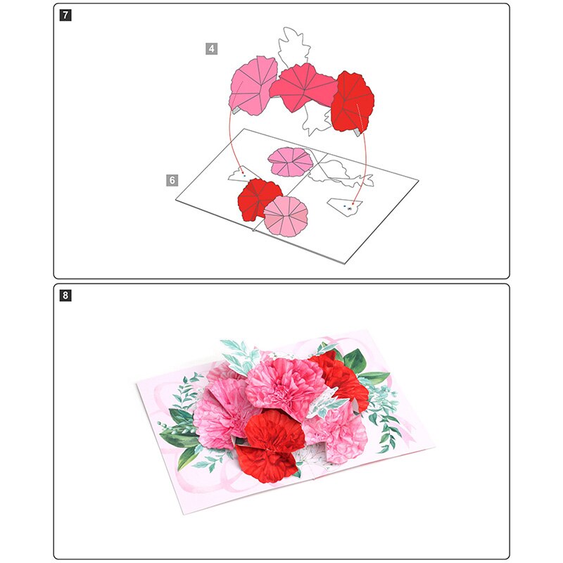 DIY Pop-up Card Carnation Flower,Handmade 3D Anniversary Greeting Paper Model,Postcard Invitation Papercraft,Craft ER-107