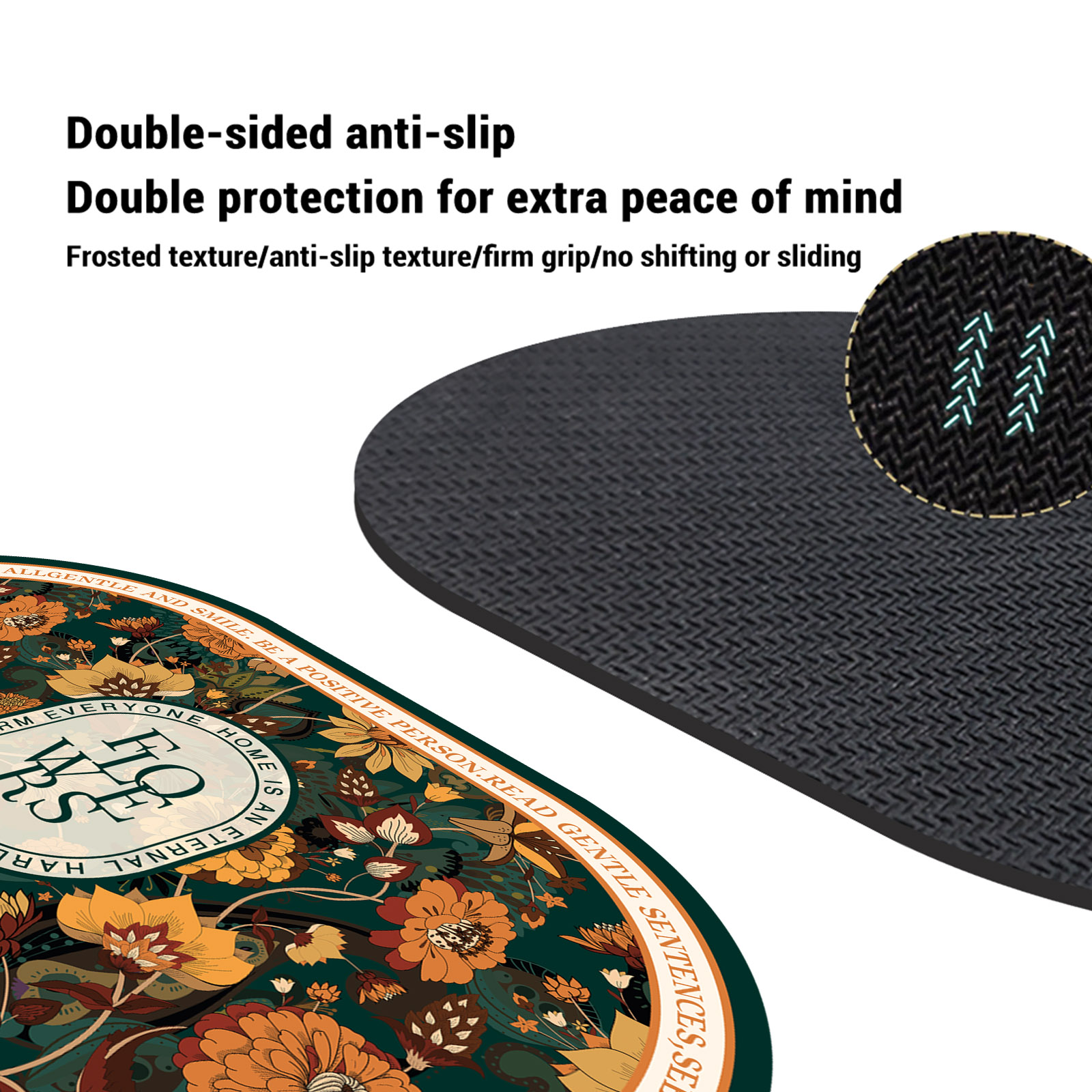 Floral Bathroom Bath Mat Quick Dry Non-slip Foot Mats Super Absorbent Shower Rugs Toilet Pad Doormat Washable
