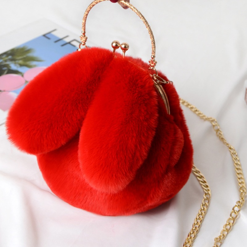 Cute Plush Rabbit Crossbody Bags for Women Korean Version Cute Purses and Handbags Girls Rabbit Ear Shoulder Messenger Bag: SKY BLUE