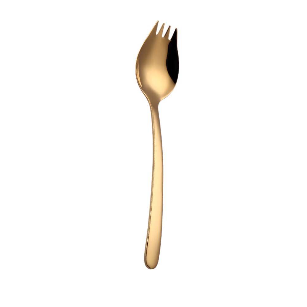 Kleurrijke Lepel Vork Handvat Fruit Vork Bestek Koffie Drinken Gereedschap Keuken Gadget L0822: Gold