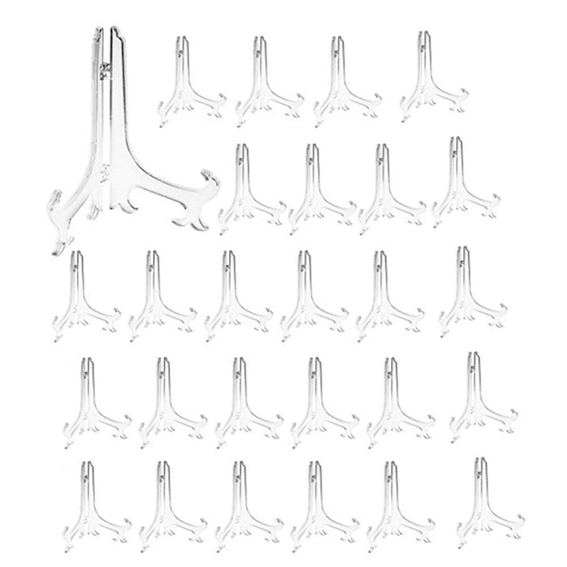 3 inch Clear Plastic Stand Cookie Holder Display Stand Place Card Holder Display Easels at Weddings, Birthday Party(24 pack): Default Title