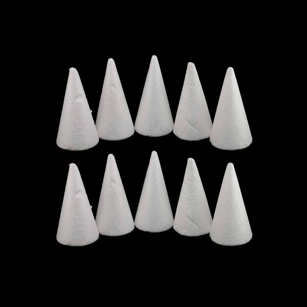 10 Pieces Cone Polystyrene Styrofoam Foam Embellishments DIY Materials 10cm