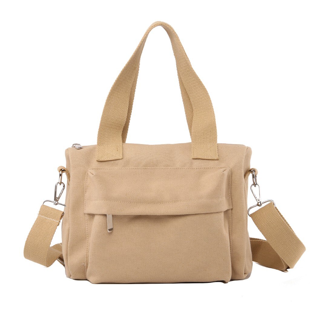OCARDIAN Vrouwen Tas vrouwen effen draagbare canvas tas eenvoudige schoudertas Casual crossbody tassen voor vrouwen Messenger Bags S19: Beige