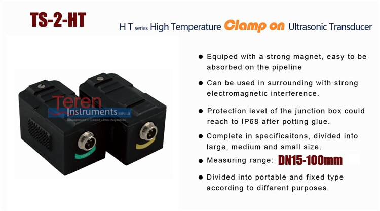 TS-2-HT DN15-100mm Small Size Clamp On Transducer Sensor for TUF Series Potable Ultrasonic Flowmeter High Accuracy Probe
