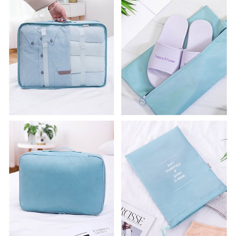9-piece Suitcase Organize Storage Bag Portable Cosmetic Bag Clothes Underwear Shoes Packing Set Travel accessories